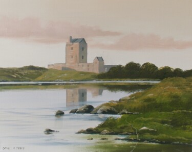 Painting titled "dunguaire castle" by Cathal O Malley, Original Artwork, Acrylic