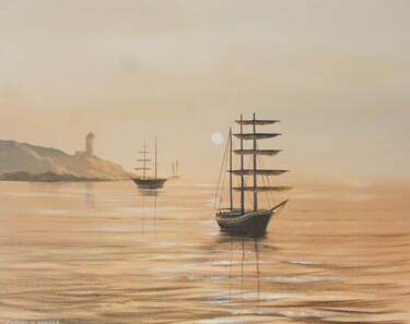 Painting titled "the tall ship" by Cathal O Malley, Original Artwork, Acrylic