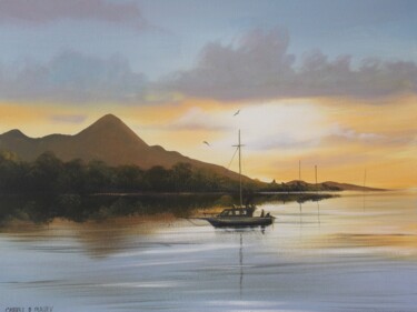 Painting titled "shade of croagh pat…" by Cathal O Malley, Original Artwork, Acrylic