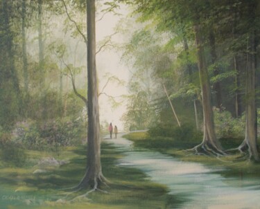 Painting titled "forest-walk-april-" by Cathal O Malley, Original Artwork, Acrylic
