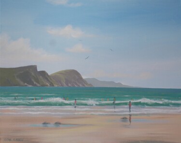 Pintura intitulada "keel beach achill" por Cathal O Malley, Obras de arte originais, Acrílico
