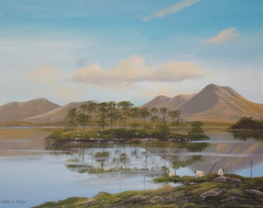 Painting titled "derryclare lake" by Cathal O Malley, Original Artwork, Acrylic