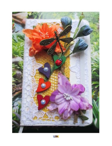 Artisanat intitulée "Carnet floral + Mar…" par Cathart, Œuvre d'art originale, Papeterie et accessoires de fête