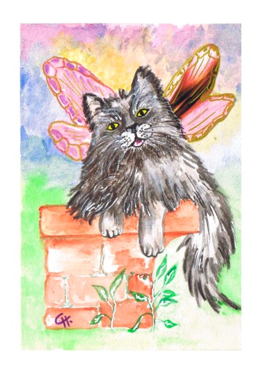 Collages titled "chat-papillon.jpg" by Cathart, Original Artwork, Paper