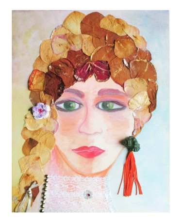 Collages intitulée "Jeune fille à la na…" par Cathart, Œuvre d'art originale