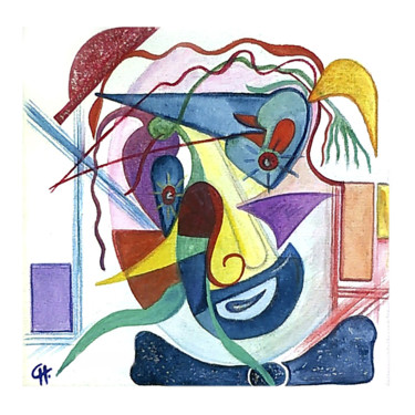 Pintura titulada "Portrait de clown" por Cathart, Obra de arte original, Acuarela