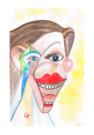 Duos de 2 aquarelles "Sourire" mises sous cadres blancs 10x15 cm ©2013 par cathart
