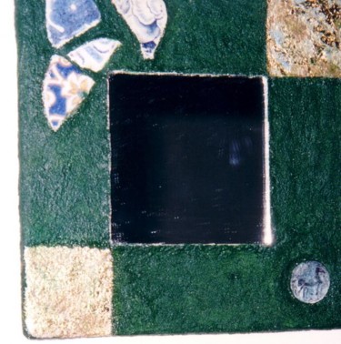 Peinture intitulée "miroir vert et or" par Catherine Souverain Bernard, Œuvre d'art originale