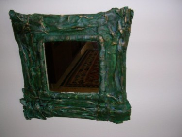 Peinture intitulée "miroir vert froissé" par Catherine Souverain Bernard, Œuvre d'art originale