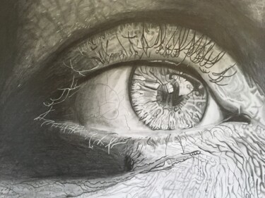 Dessin intitulée "l'oeil" par Cathelin, Œuvre d'art originale