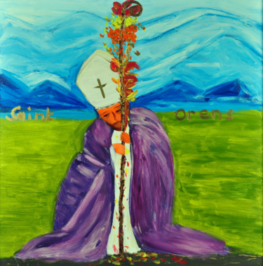 Painting titled "Saint Orens" by Catherine Albrech, Original Artwork, Acrylic Mounted on Wood Stretcher frame