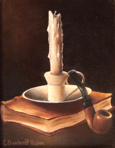 Ζωγραφική με τίτλο "La Pipe" από Catherine Bantwell Huiban, Αυθεντικά έργα τέχνης, Λάδι Τοποθετήθηκε στο Ξύλινο φορείο σκελε…