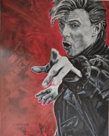Painting titled "David Bowie" by Catherine Barrier, Original Artwork, Acrylic