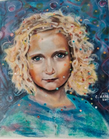 Картина под названием "portrait enfant" - Catherine Barrier, Подлинное произведение искусства, Акрил