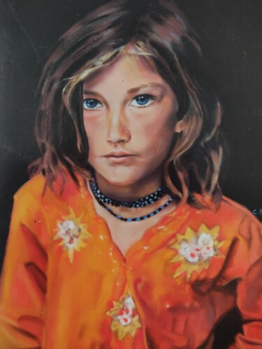 Pintura intitulada "jeune fille" por Catherine Barrier, Obras de arte originais, Pastel