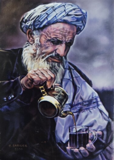 Peinture intitulée "l'heure du thé" par Catherine Barrier, Œuvre d'art originale, Pastel