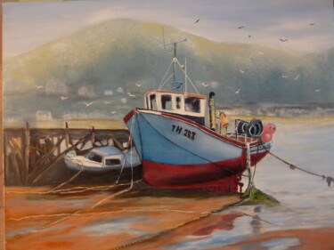 Painting titled "PORT DE TEIGNMOUTH" by Catherine Boissy, Original Artwork, Oil