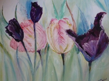 Painting titled "TULIPES" by Catherine Boissy, Original Artwork