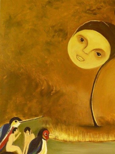 Peinture intitulée "TERRE DE LUNE" par Catherine Boissy, Œuvre d'art originale, Huile