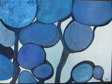 Painting titled "monochrome bleu" by Catherine Boissy, Original Artwork, Oil