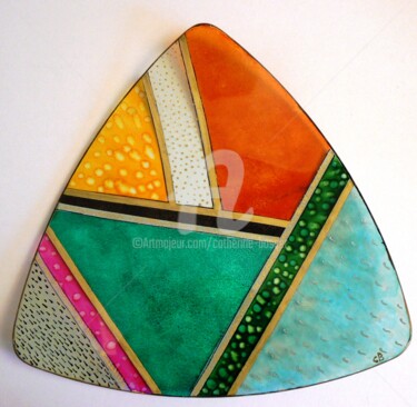 Художественная композиция под названием "Plat triangle" - Catherine Bosser, Подлинное произведение искусства, Витражная росп…