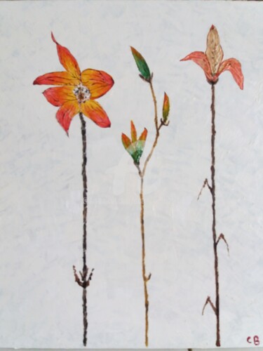 Peinture intitulée "Les fleurs" par Catherine Bosser, Œuvre d'art originale, Peinture vitrail