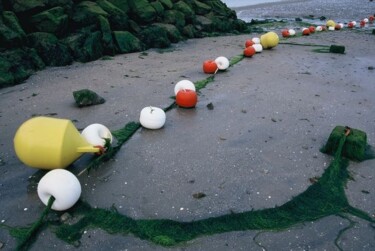 Photographie intitulée "Bouées à marée basse" par Catherine Boutin, Œuvre d'art originale