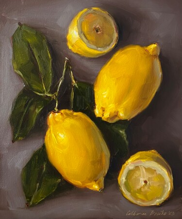 Картина под названием "Два лимона" - Катерина Брайко, Подлинное произведение искусства, Масло
