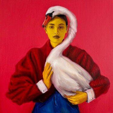 Pintura intitulada "Swan" por Katerina Braiko, Obras de arte originais, Óleo