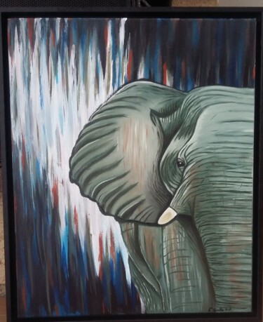 Peinture intitulée "elephant" par Catherine Caqueret Quille, Œuvre d'art originale, Huile Monté sur Châssis en bois