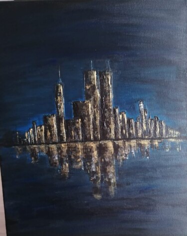 Painting titled "Metropole" by Catherine Caqueret Quille, Original Artwork, Acrylic