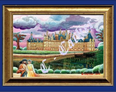 Painting titled "Château de Chambord…" by Catherine  Carlier, Original Artwork, Oil