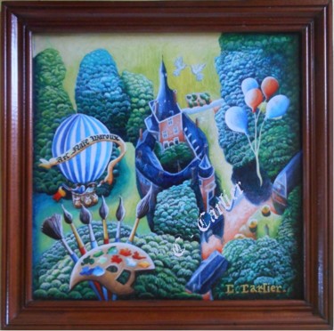 Painting titled "chateau-de-waroux-v…" by Catherine  Carlier, Original Artwork, Oil