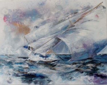 Peinture intitulée ""pleine mer"" par Catherine Cascio, Œuvre d'art originale