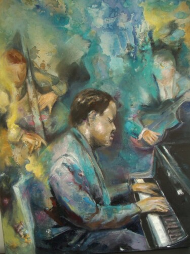 Pintura intitulada ""Pianiste"" por Catherine Cascio, Obras de arte originais, Óleo