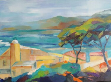 Painting titled "" Vue de St Tropez"" by Catherine Cascio, Original Artwork, Oil