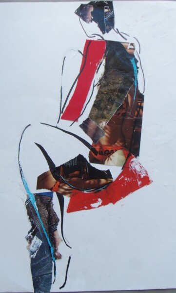 Pintura intitulada "Nu assis collage" por Catherine Cascio, Obras de arte originais, Outro