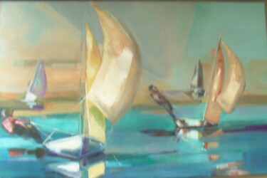 Painting titled "Voiles" by Catherine Cascio, Original Artwork, Oil