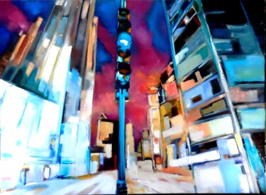 Painting titled "Chicago-by-night.jpg" by Catherine Cascio, Original Artwork, Oil