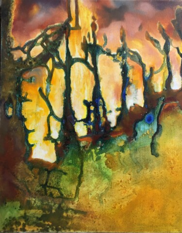 Peinture intitulée "Comme dix candélabr…" par Catherine Chesneau, Œuvre d'art originale, Huile Monté sur Châssis en bois