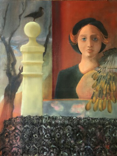 Peinture intitulée "La Dame Grise - Un…" par Catherine Chesneau, Œuvre d'art originale, Huile