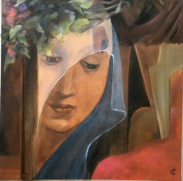 Painting titled "Pénélope, Longanime" by Catherine Chesneau, Original Artwork, Oil Mounted on Wood Stretcher frame