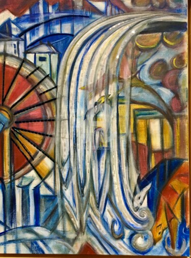 Peinture intitulée "Le moulin enchanté" par Catherine Clare, Œuvre d'art originale, Huile Monté sur Châssis en bois