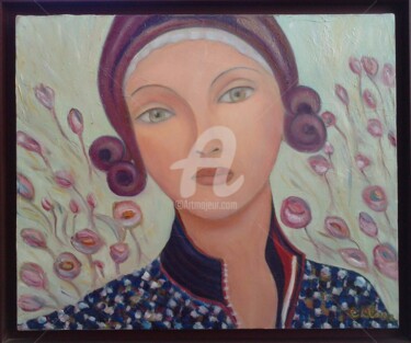 Painting titled "Auto portrait" by Catherine Clare, Original Artwork, Oil