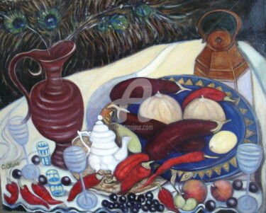 Painting titled "Coupe berbère aux a…" by Catherine Clare, Original Artwork