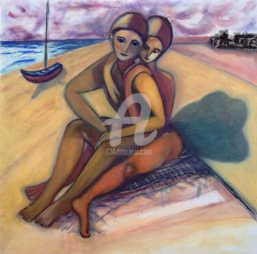 Painting titled "TANDEM" by Catherine Clare, Original Artwork, Oil