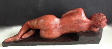 Sculpture intitulée "Nu couché rouge et…" par Catherine Clare, Œuvre d'art originale, Céramique