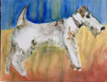 Peinture intitulée "Franklin fox terrier" par Catherine Clare, Œuvre d'art originale, Huile