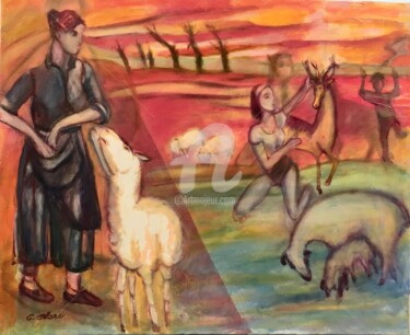 Peinture intitulée "Pastorale" par Catherine Clare, Œuvre d'art originale
