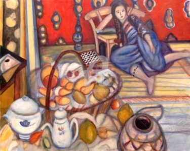 Painting titled "Hommage à Matisse e…" by Catherine Clare, Original Artwork, Oil